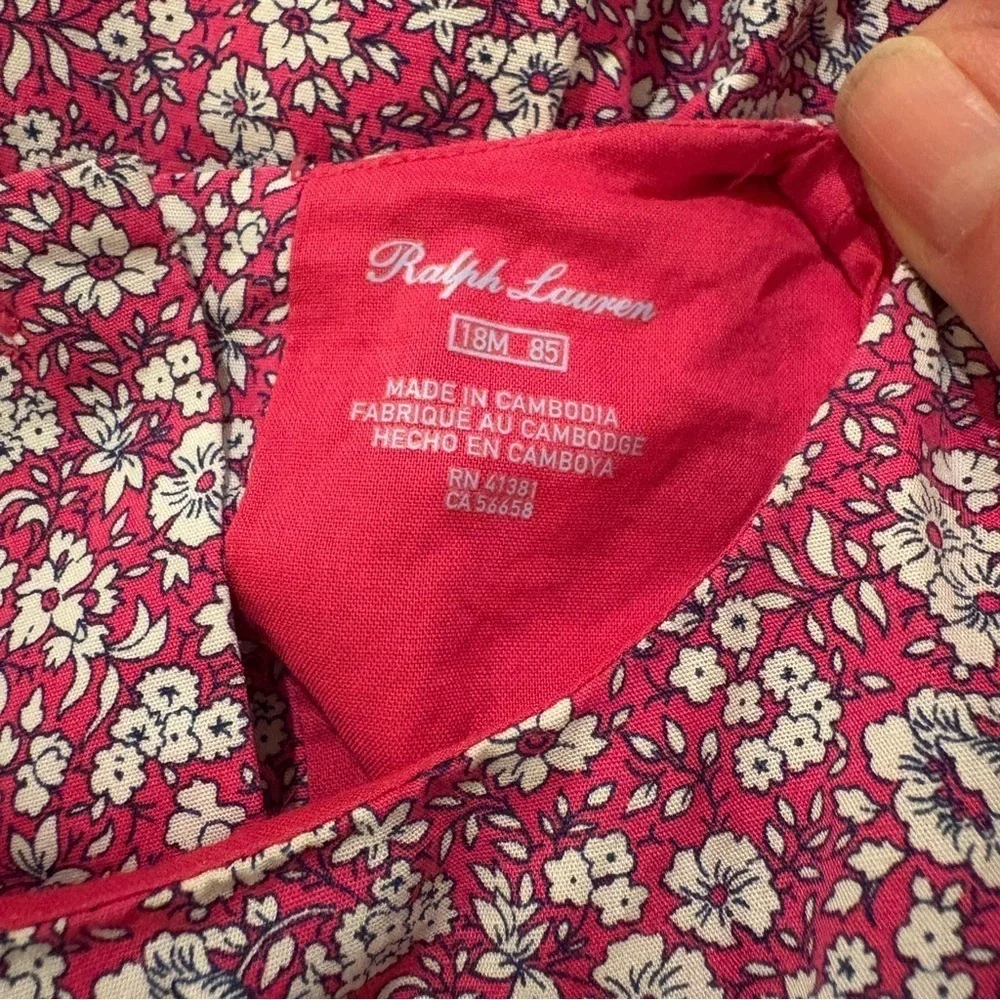 Ralph Lauren Pink Floral Short Sleeve Baby Girl Dress